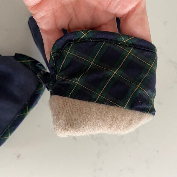 Charter Collection Vtg Fleece Lined Acrylic Gloves Tartan Trim Blue Grn Sz M - Picture 8 of 10